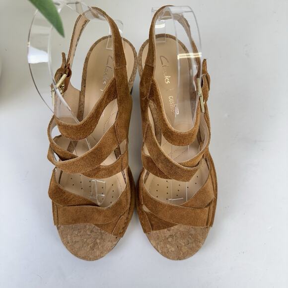 Clarks Cushion Plus Brown Spiced Ava Strappy Sandals Block Heel Shoe Size 7 M - Picture 3 of 9